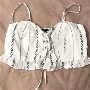 White Lace Up Cropped Top